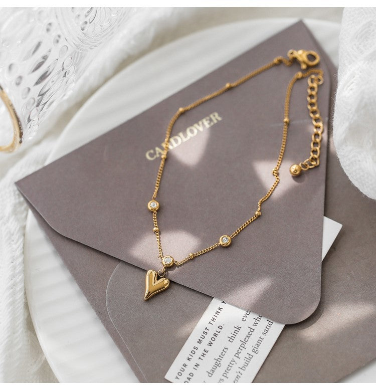 ZZZ Jewelry Heart with Crystal Design Versatile Anklet
