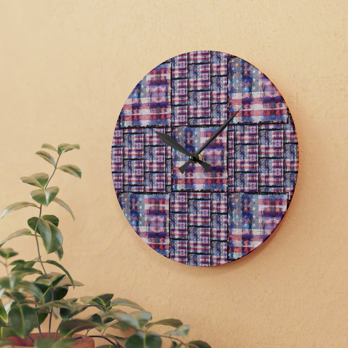Wall Clock American Flag Print