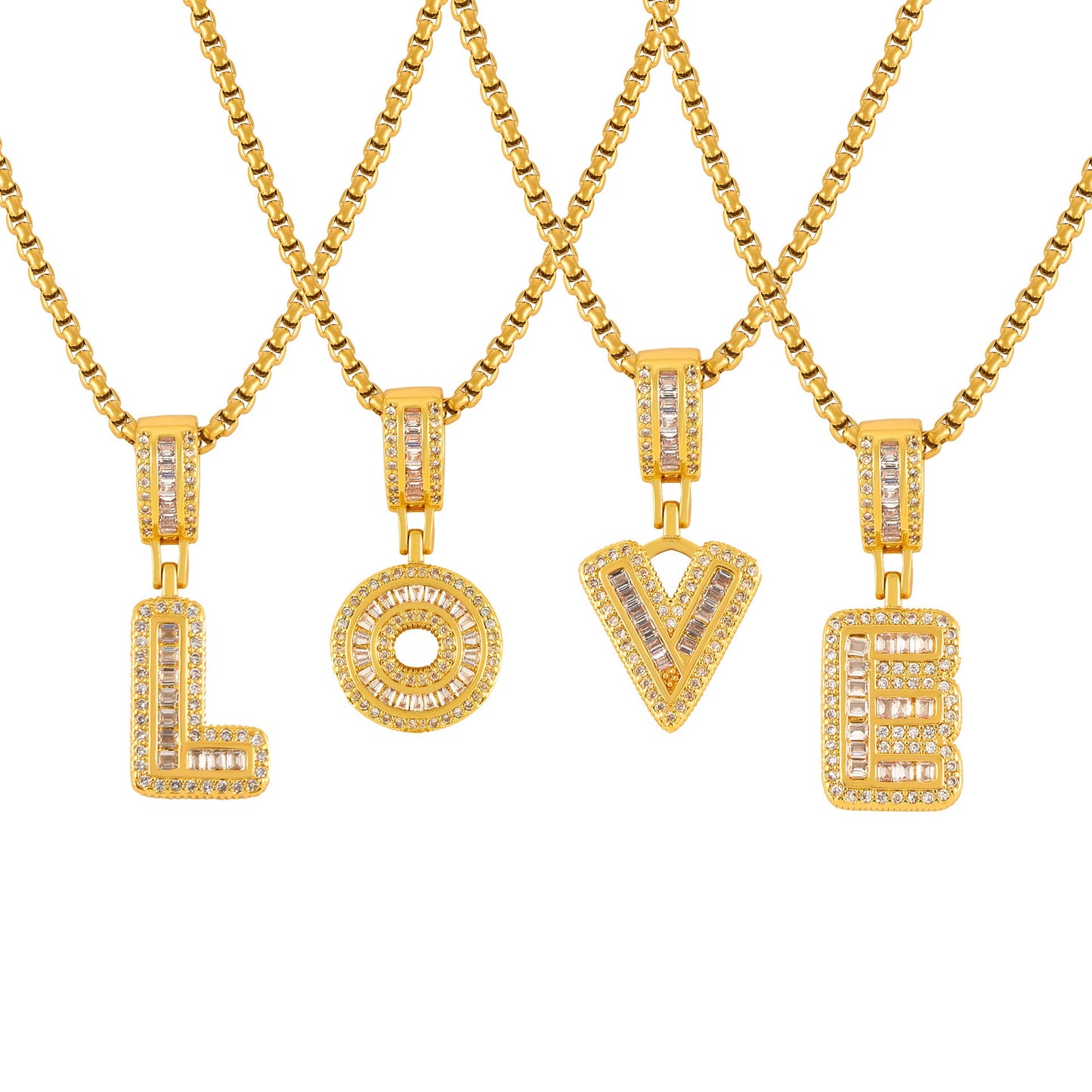 ZODIAC Aries Diamonds Are a girls best friend BirthStone 18K gold exquisite dazzling 26 letters inlaid with diamonds design versatile necklace