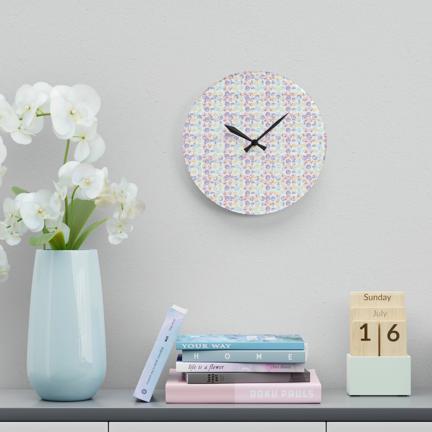 Wall Clock 7 Chakra Symbols