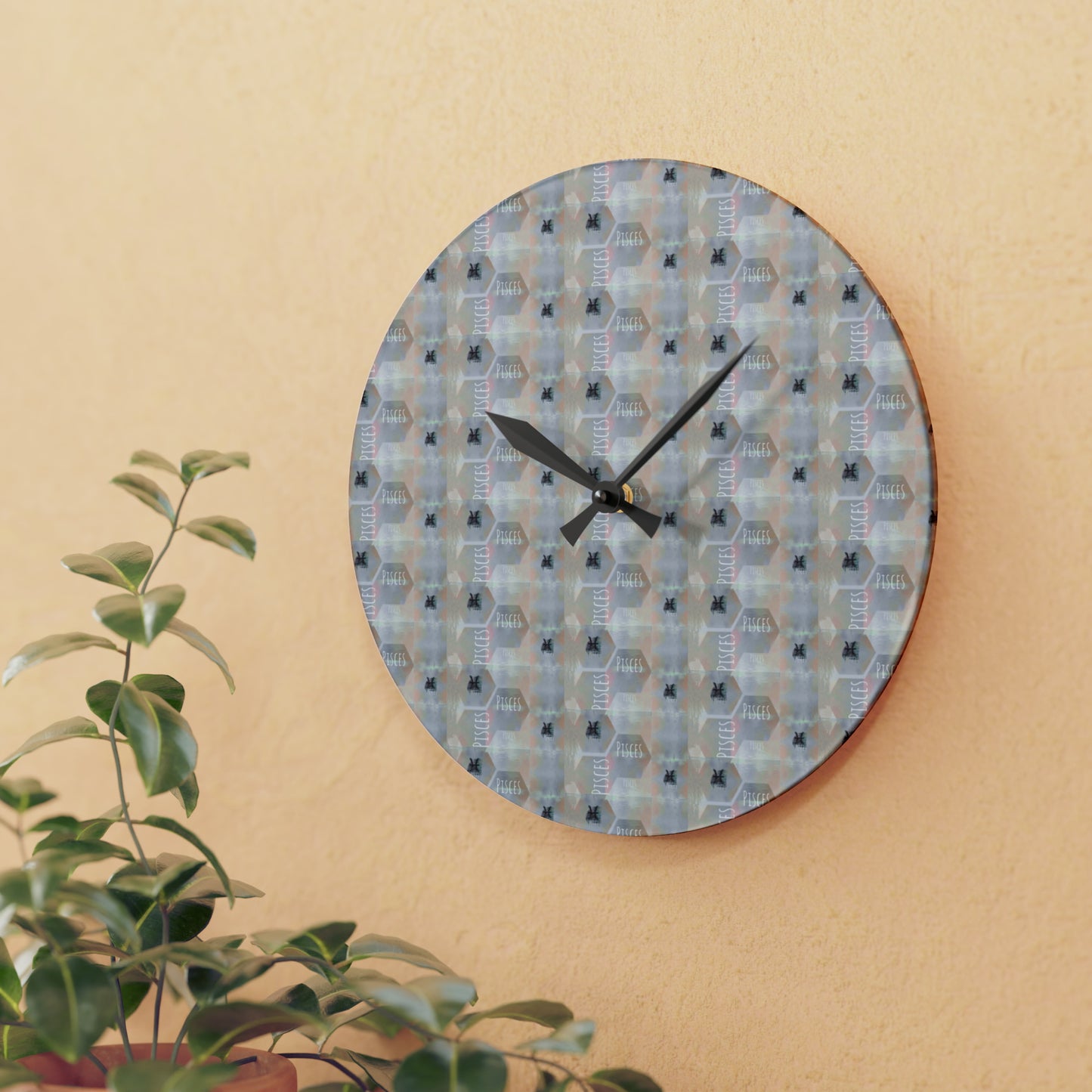 PISCES Glyph Print Wall Clock (Pisces)