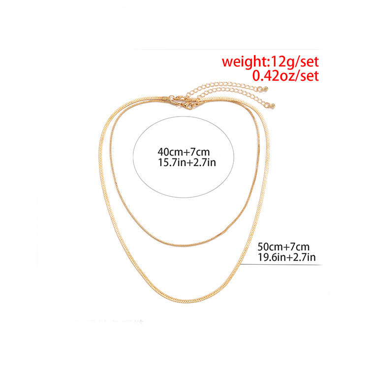 Men's Jewelry Fashionable simple double-layer flat snake chain design punk style all-match necklace