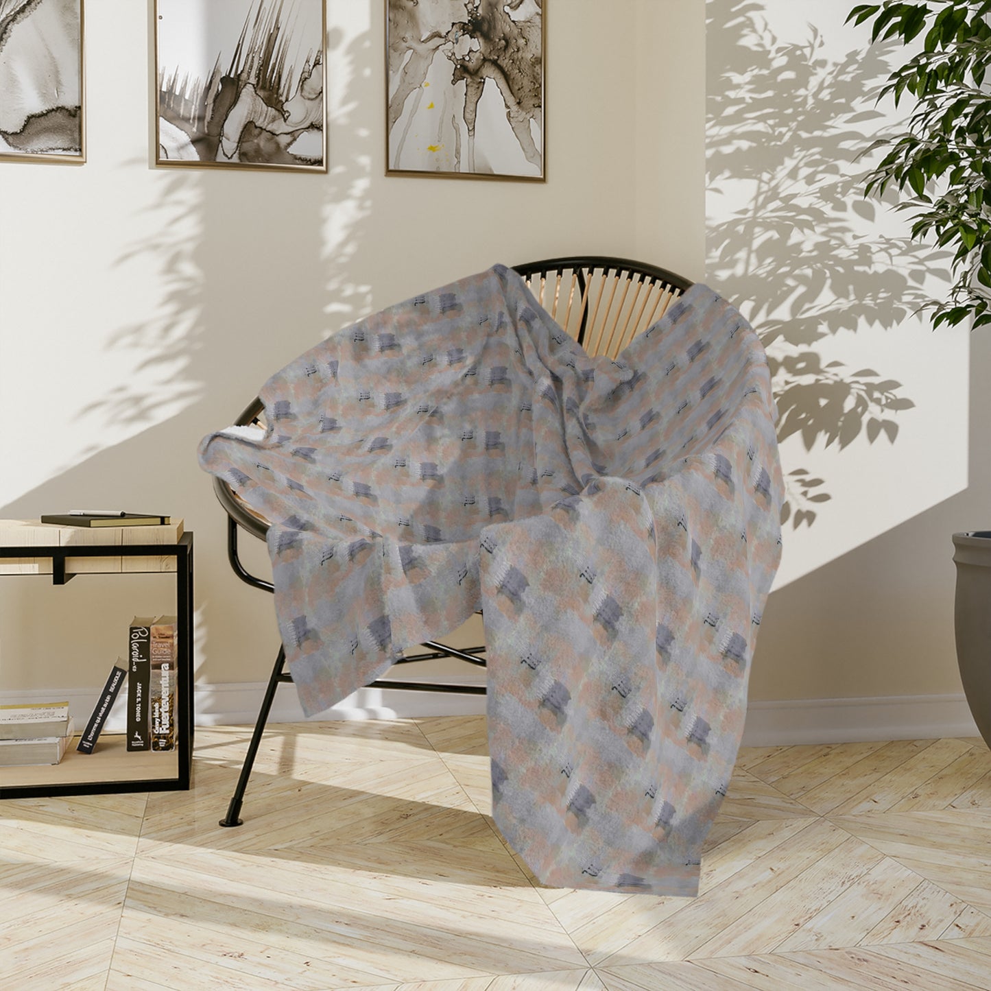 Scorpio Glyph Print Minky Velveteen Blanket