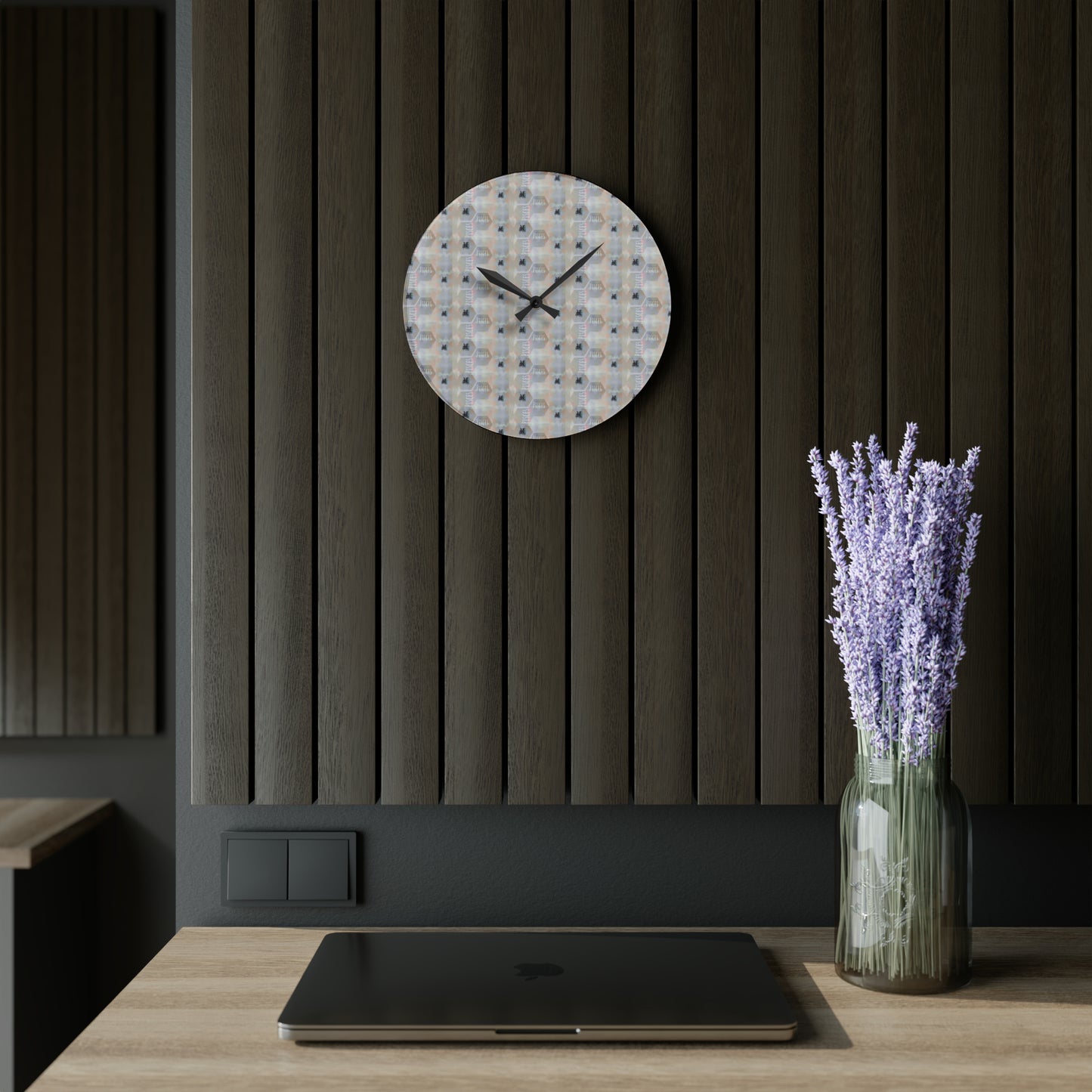 PISCES Glyph Print Wall Clock (Pisces)