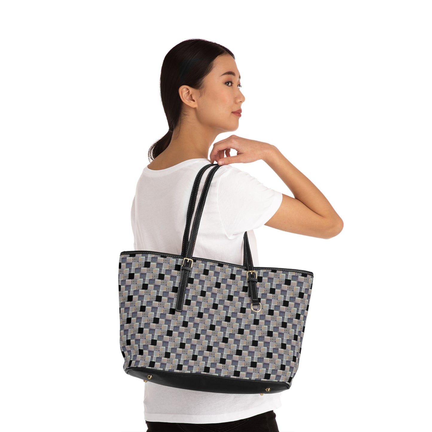 XYZodiacs 12 Zodiac Signs Checkered Print Vegan Tote Bag (Work/Play/Travel)