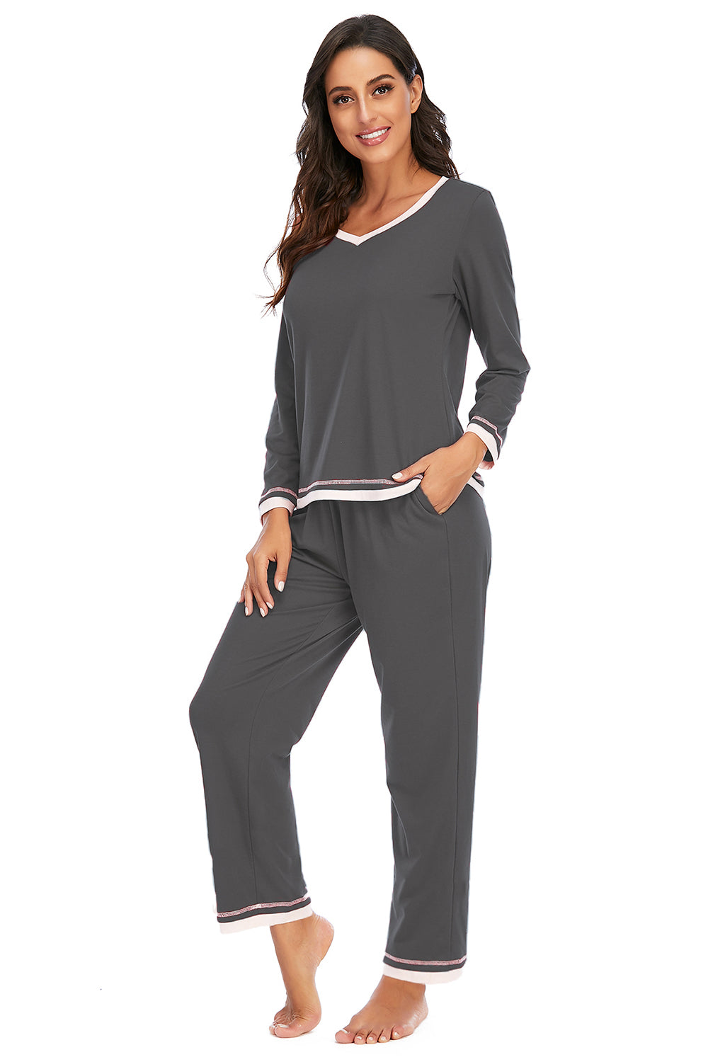 Women's Lounge Pick V-Neck Top and Pants COTTON BLEND Lounge Set