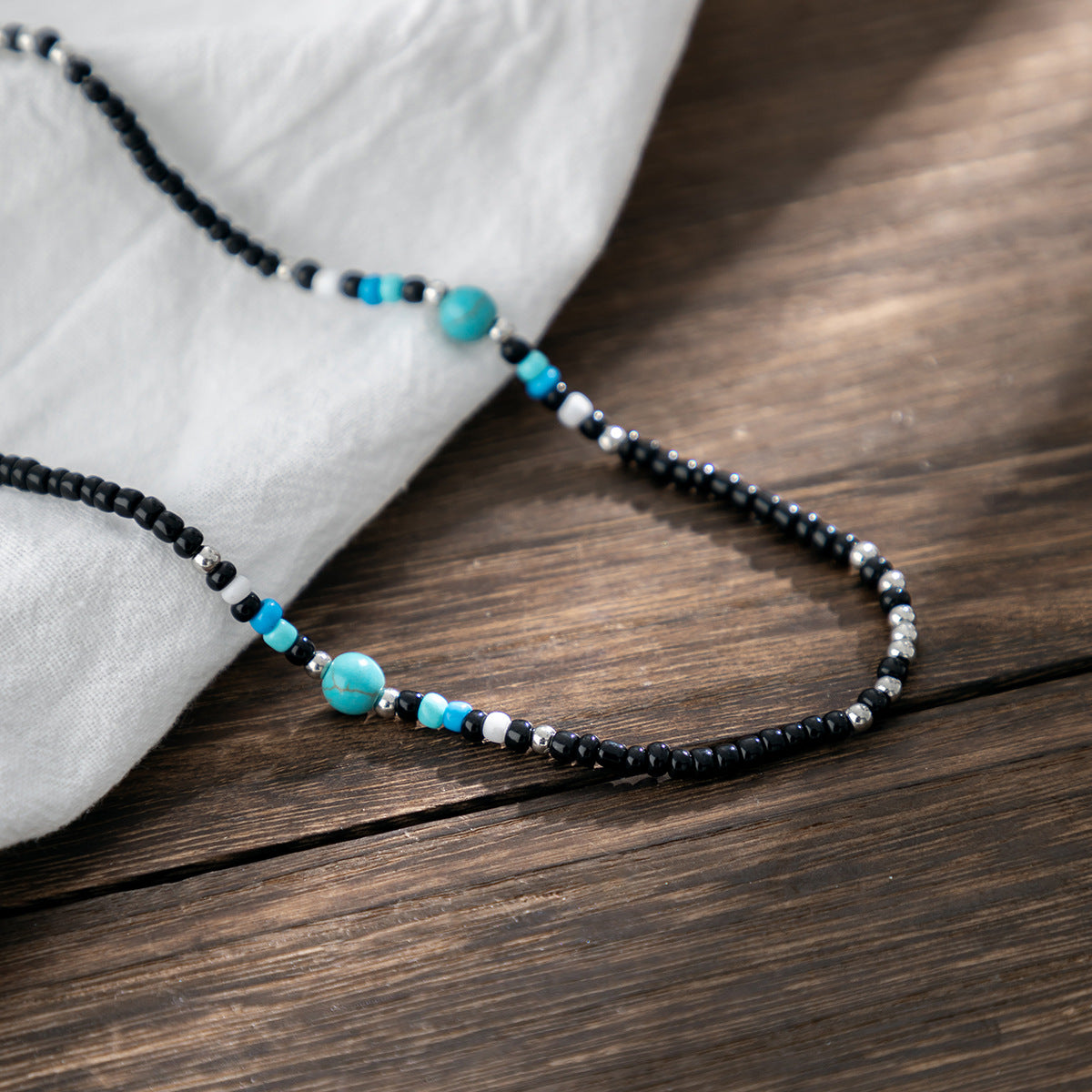 Men's Jewelry Trendy fashion stitching turquoise bohemian bead design all-match necklace