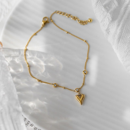 ZZZ Jewelry Heart with Crystal Design Versatile Anklet