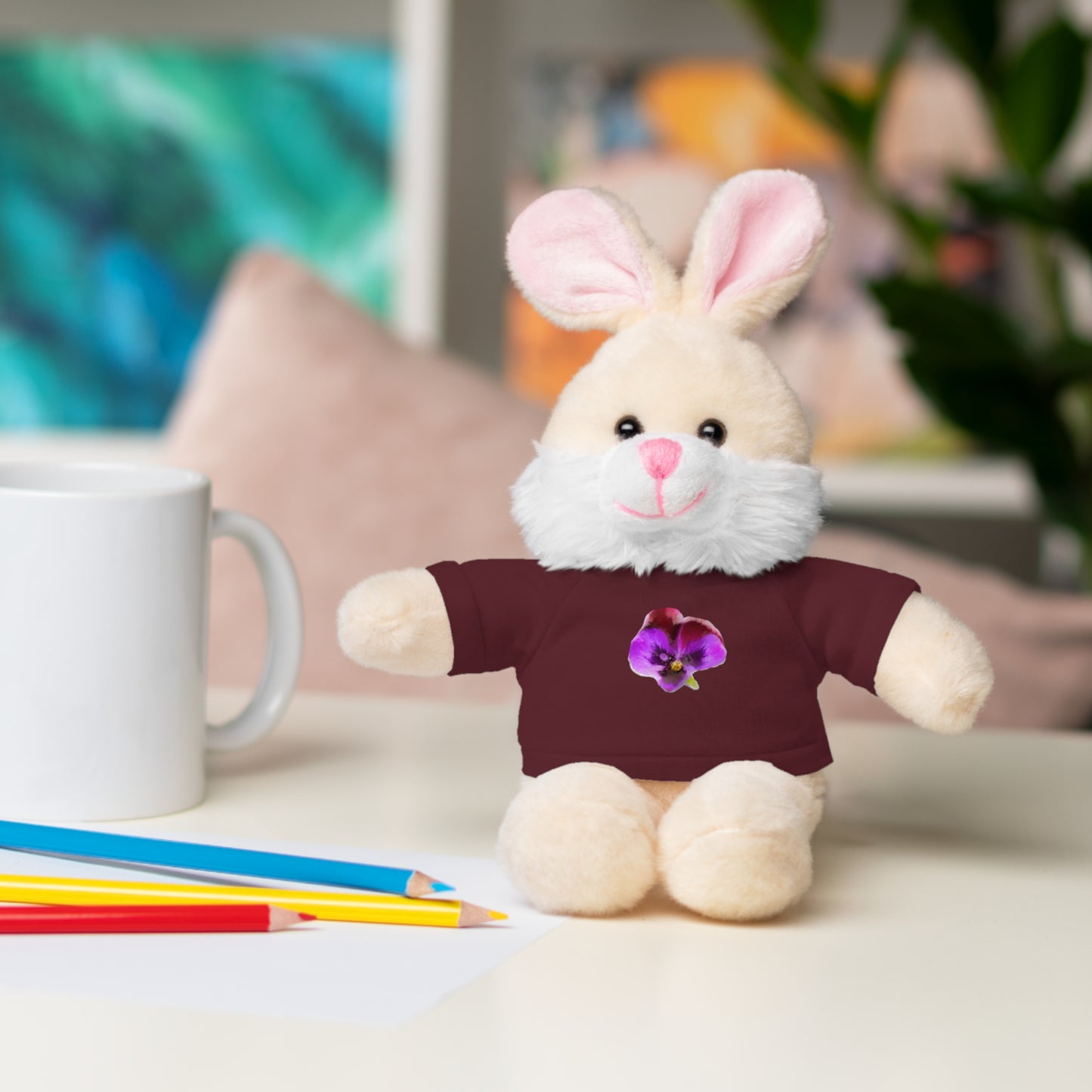 Calendar MONTH 02 February Flower “Violet” Tee shirt detail on Animal of choice (5) to choose from - Perfect Gift for Babies and Toddlers