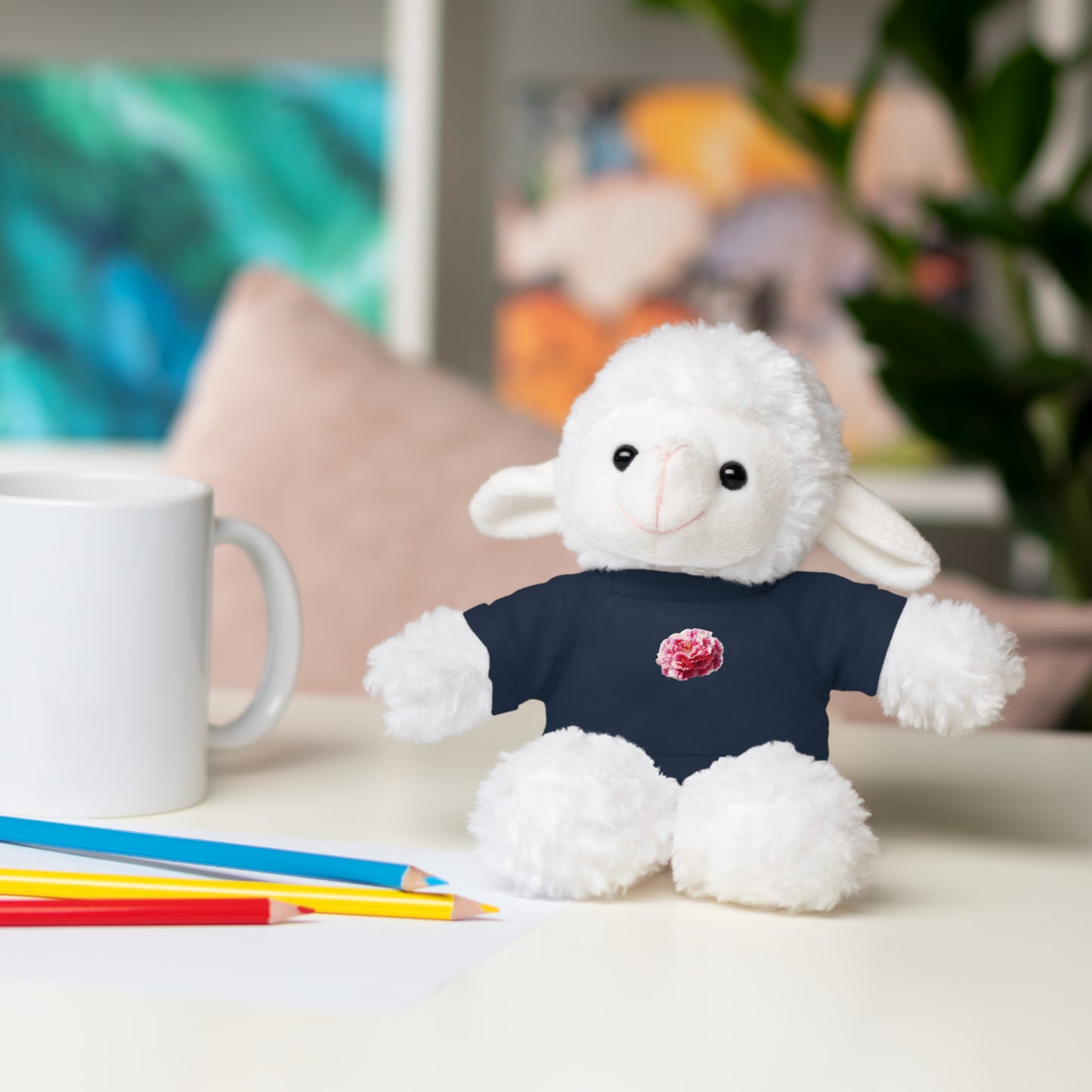 Calendar MONTH 01 January Flower “Carnation” Tee shirt detail on Animal of choice (5) to choose from - Perfect Gift for Babies and Toddlers