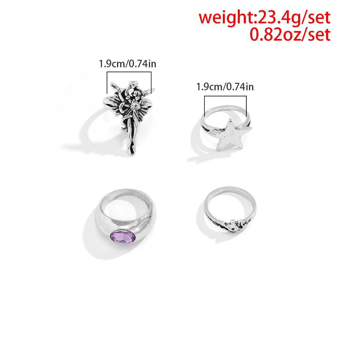 Men's Jewelry Angel/Pentacle Set Gemstone Geometric Men.s Fashion Ring