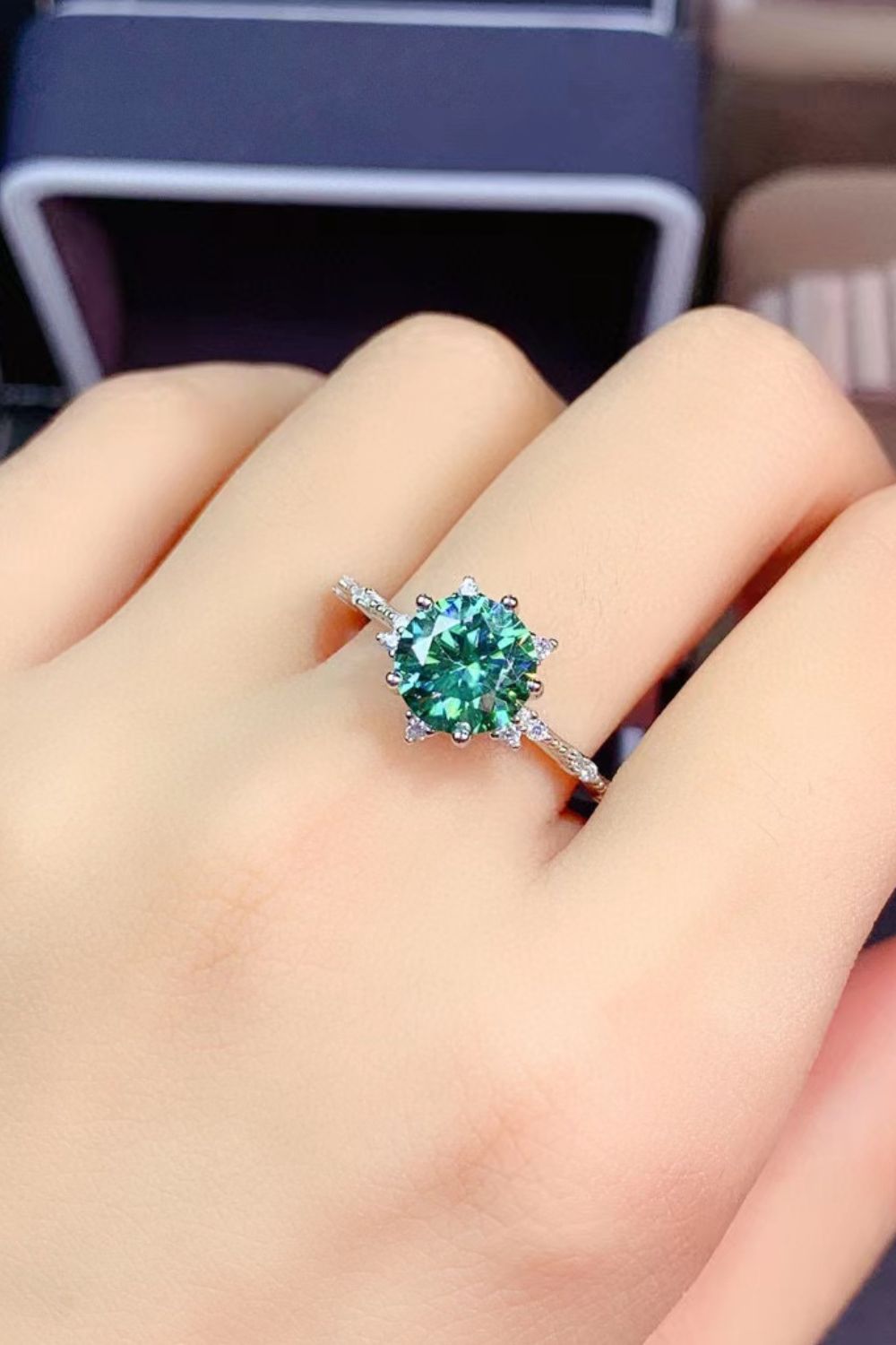 ZODIAC PISCES Birthstone 1 Carat Moissanite Platinum-Plated Ring