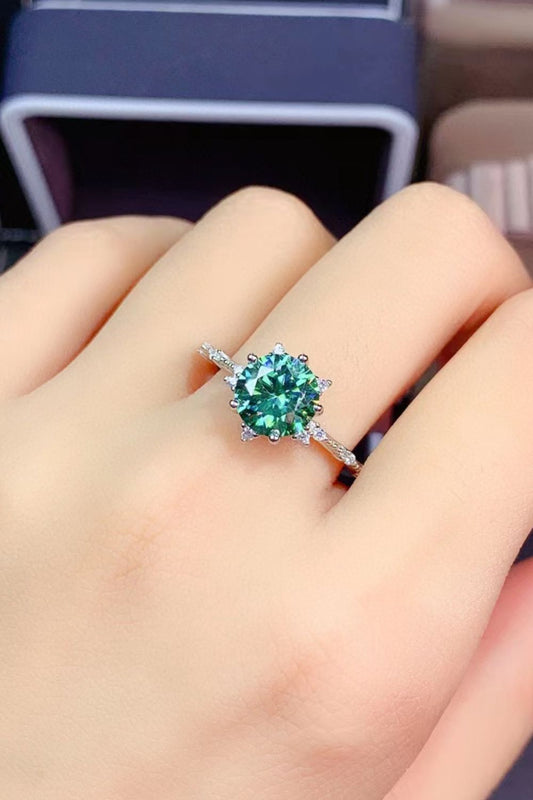 ZODIAC PISCES Birthstone 1 Carat Moissanite Platinum-Plated Ring