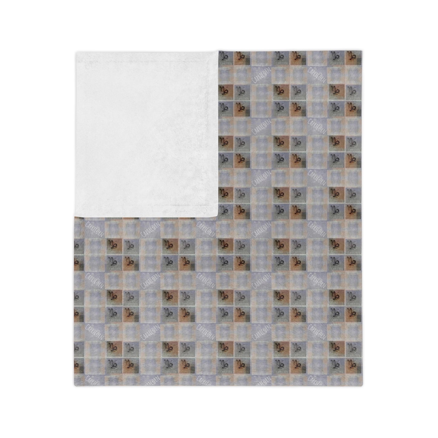 CAPRICORN Glyph Print Minky Velveteen Faux Blanket