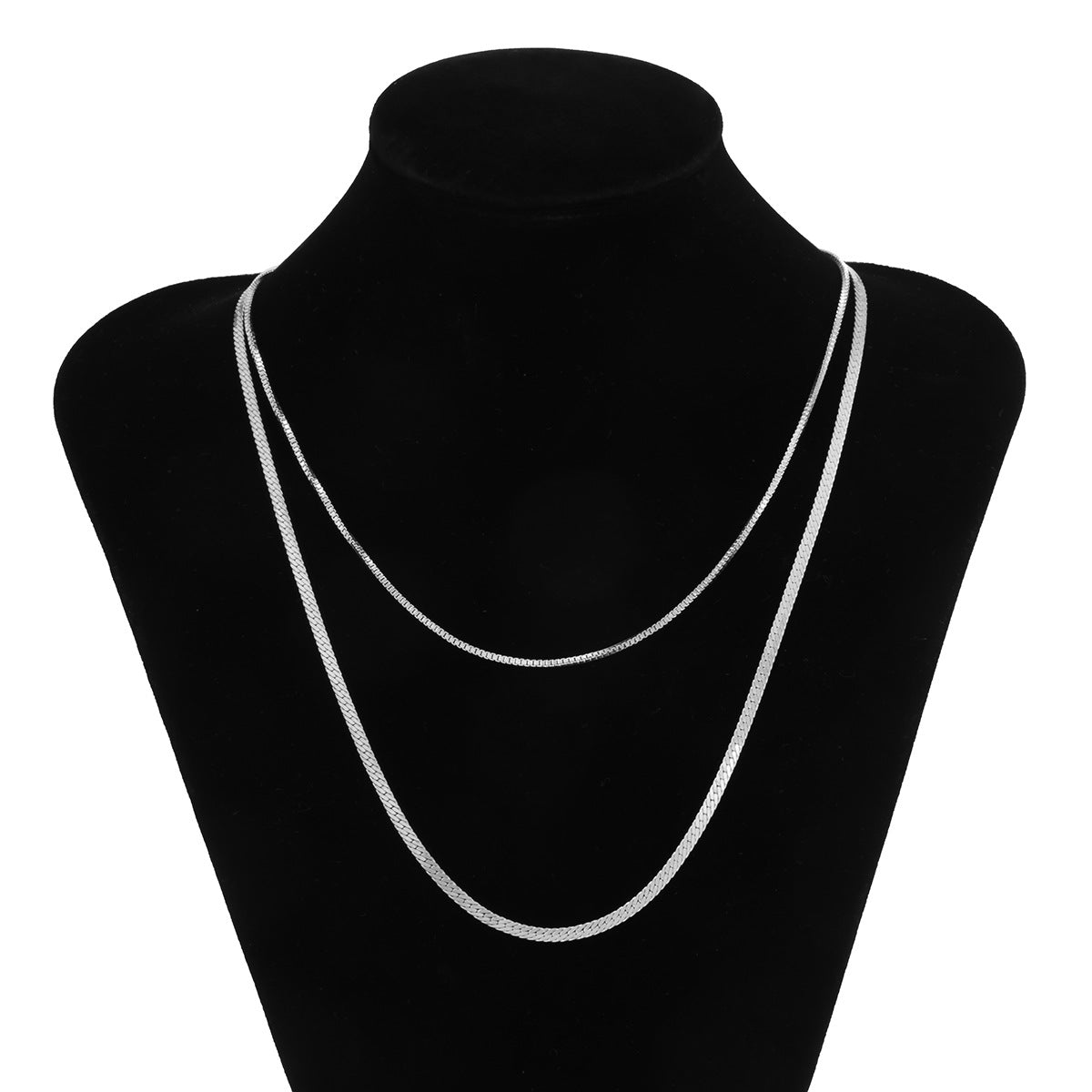 Men's Jewelry Fashionable simple double-layer flat snake chain design punk style all-match necklace