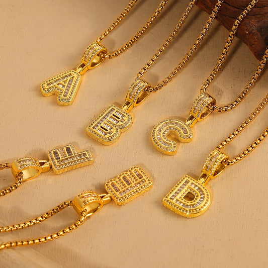 ZODIAC Aries Diamonds Are a girls best friend BirthStone 18K gold exquisite dazzling 26 letters inlaid with diamonds design versatile necklace