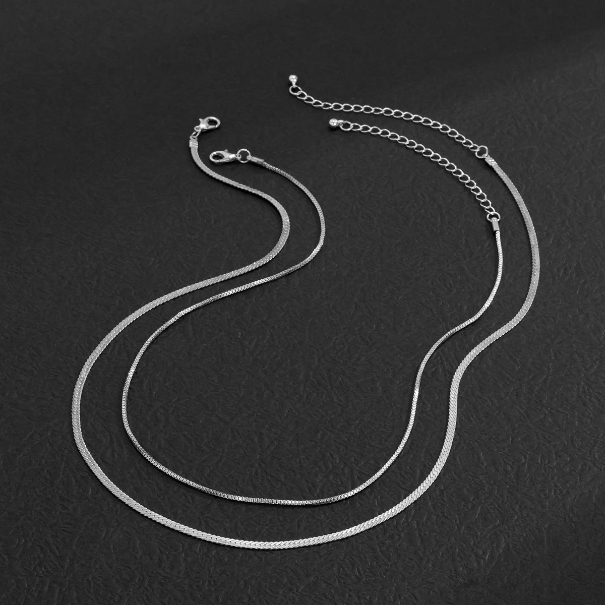 Men's Jewelry Fashionable simple double-layer flat snake chain design punk style all-match necklace