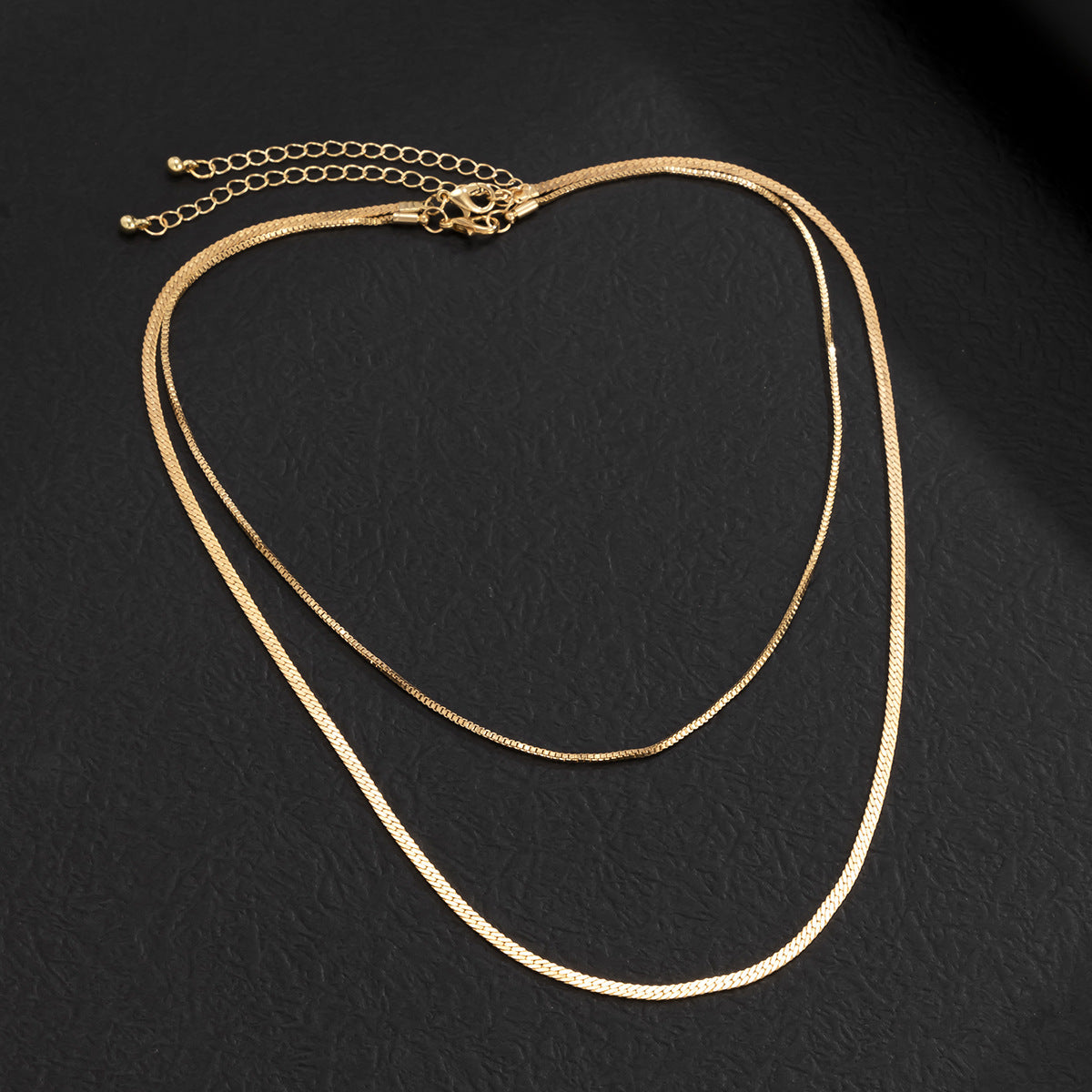 Men's Jewelry Fashionable simple double-layer flat snake chain design punk style all-match necklace