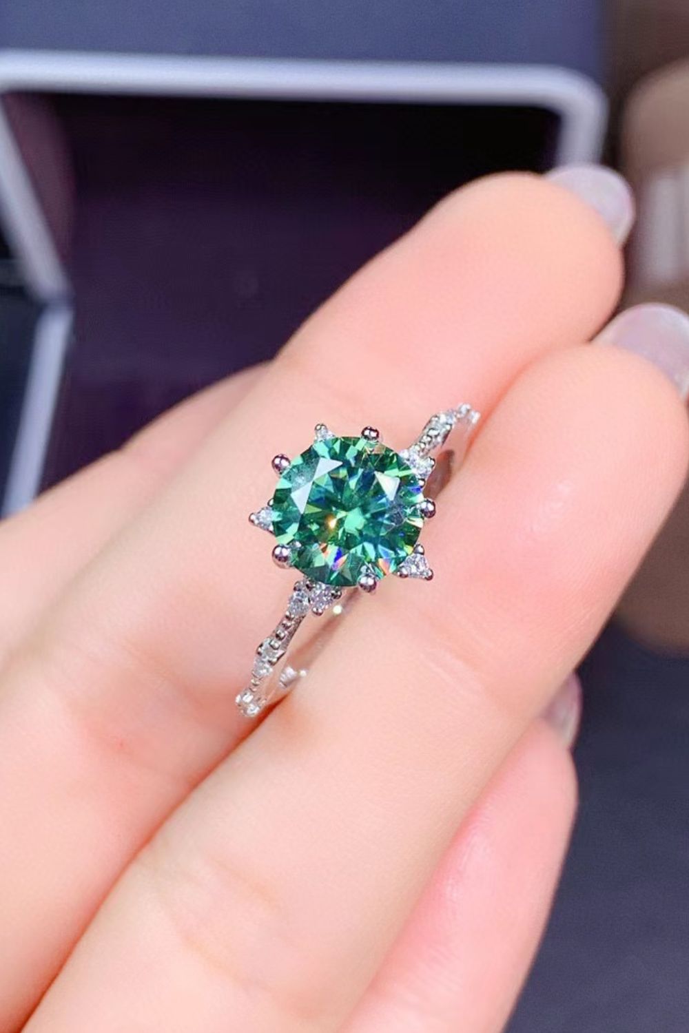 ZODIAC PISCES Birthstone 1 Carat Moissanite Platinum-Plated Ring
