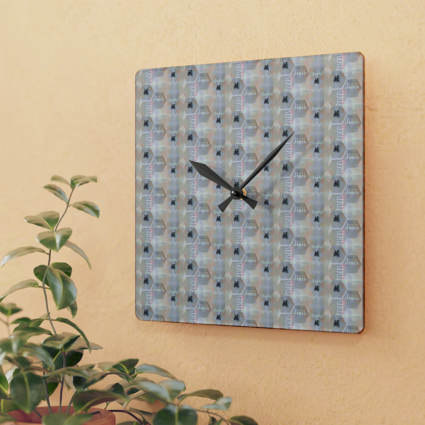 PISCES Glyph Print Wall Clock (Pisces)