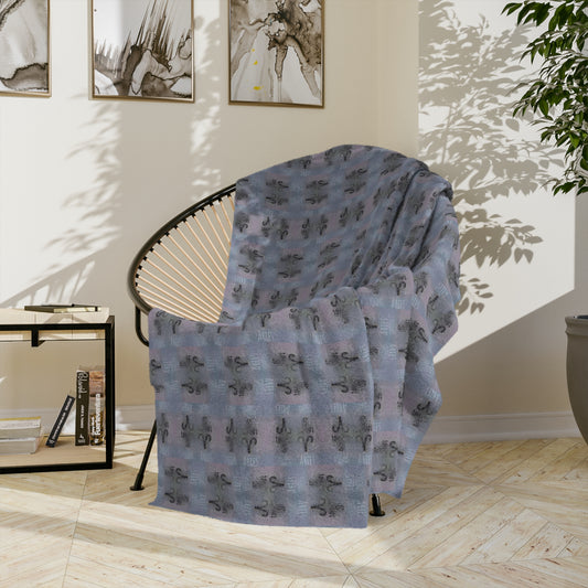 ARIES Glyph Print Minky Velveteen Blanket