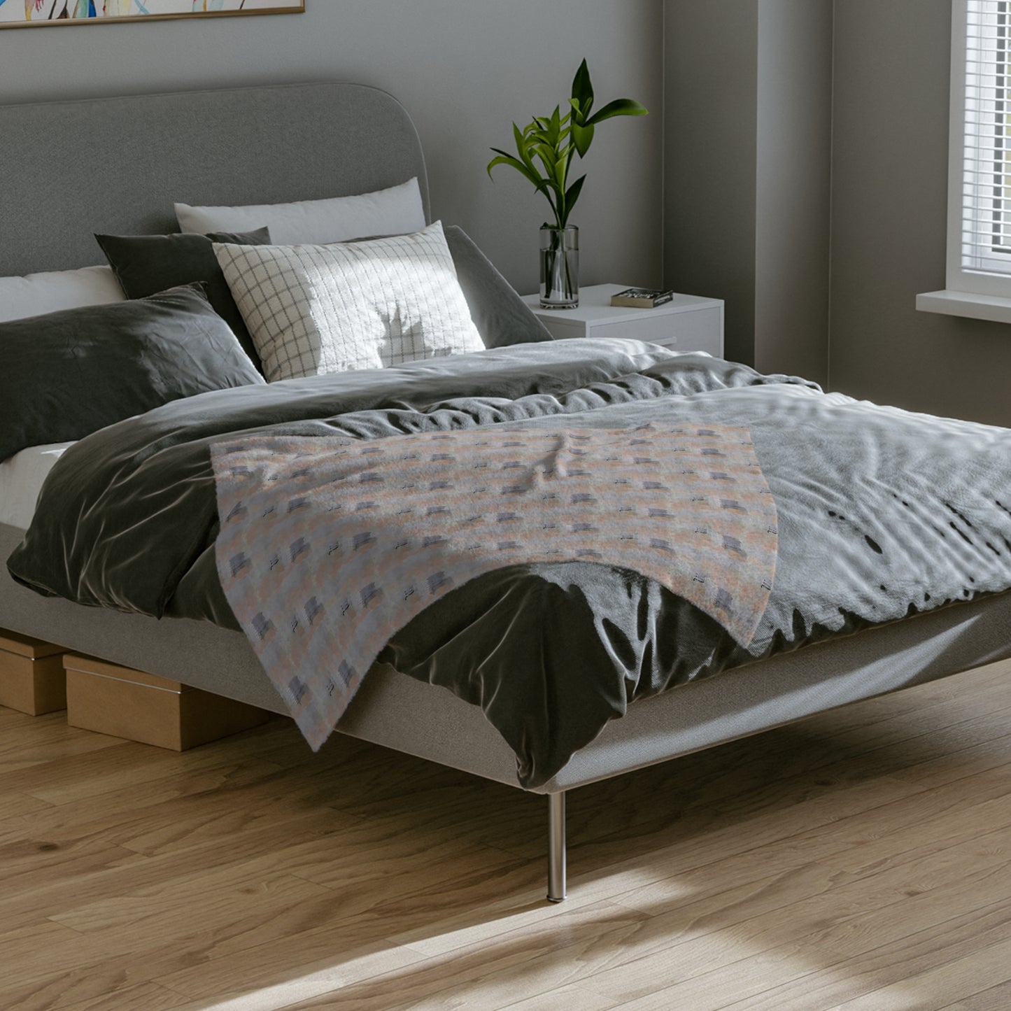 Scorpio Glyph Print Minky Velveteen Blanket