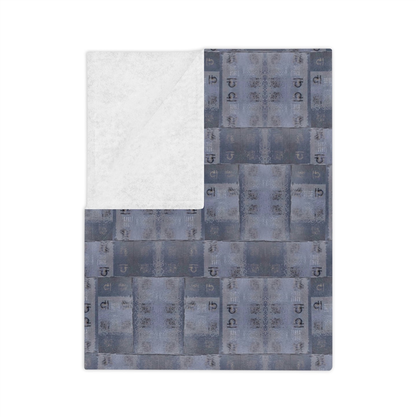 LIBRA Glyph Print Minky Velveteen Blanket