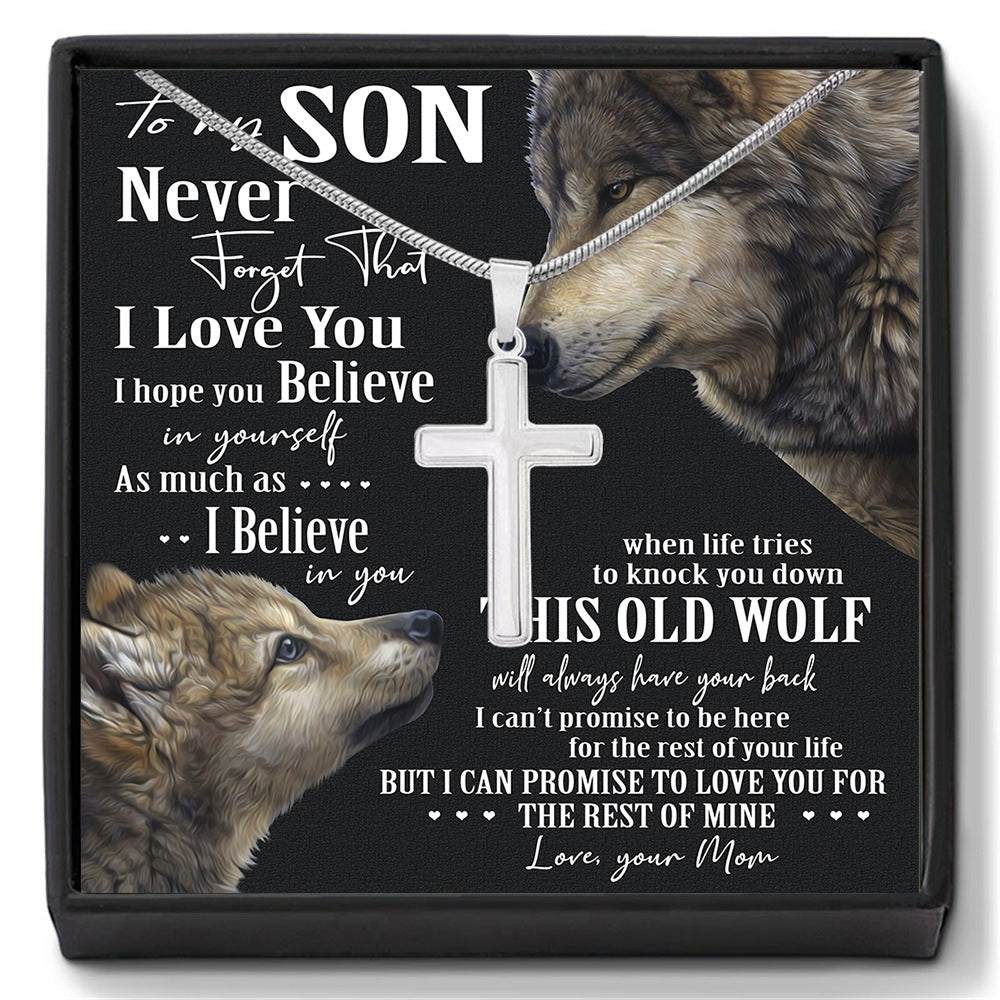 ZZZ Stylish Cross Gift Box Necklace for Your Amazing Son