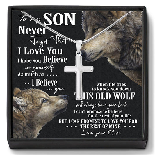 ZZZ Stylish Cross Gift Box Necklace for Your Amazing Son
