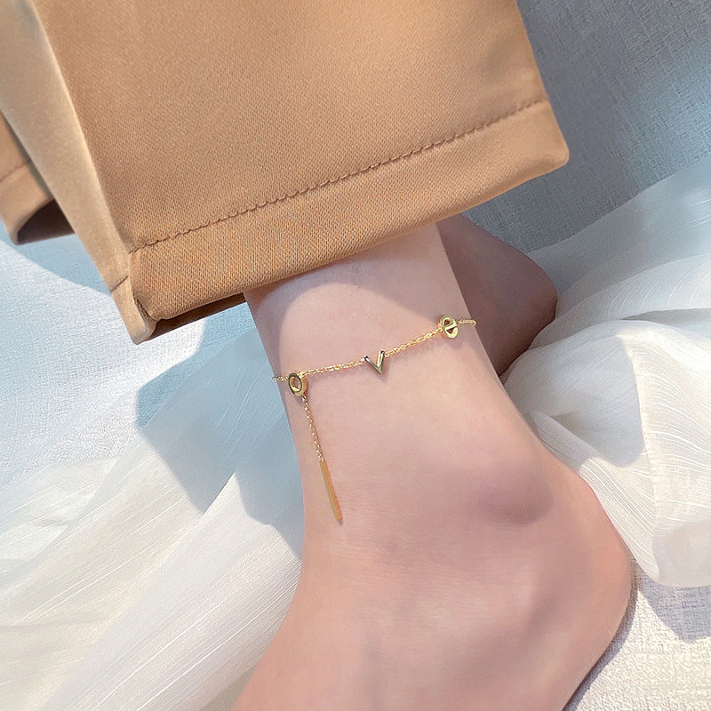 ZZZ Jewelry fashion simple love font design versatile anklet