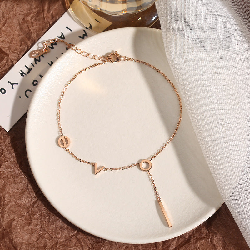 ZZZ Jewelry fashion simple love font design versatile anklet