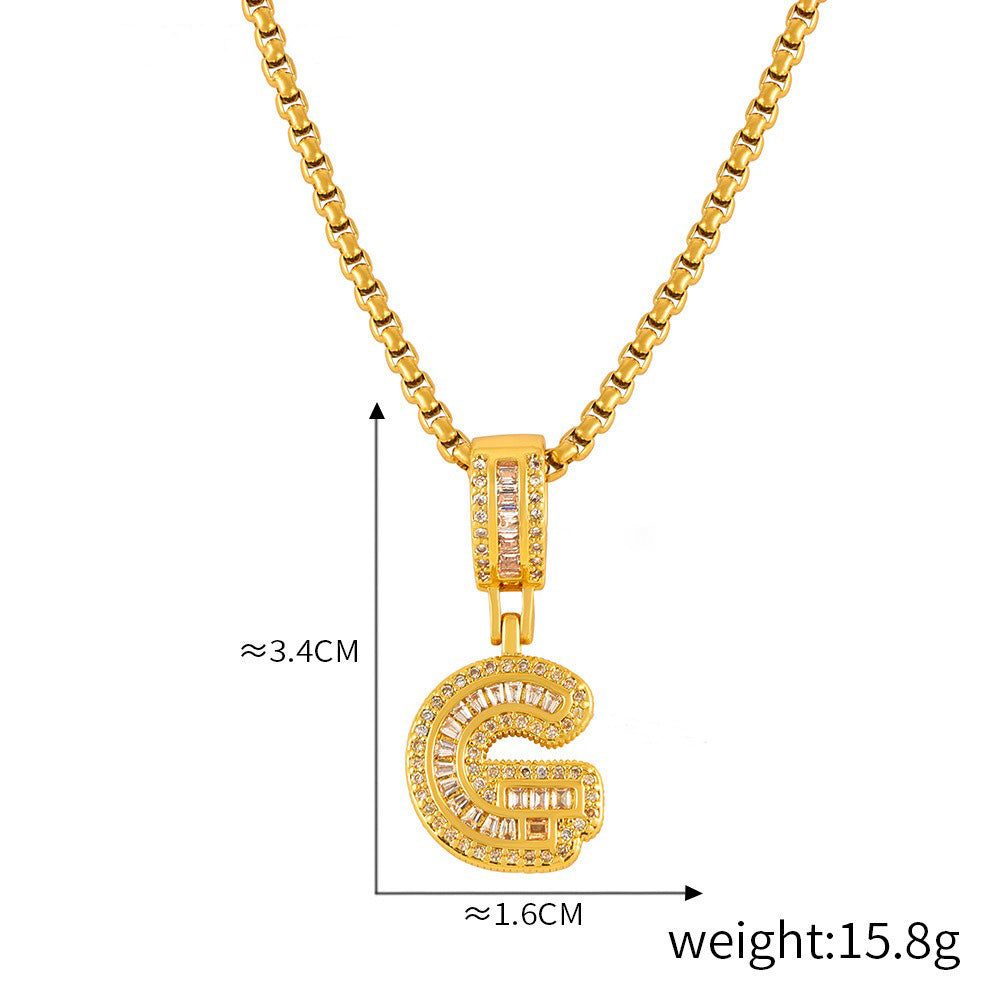 ZODIAC Aries Diamonds Are a girls best friend BirthStone 18K gold exquisite dazzling 26 letters inlaid with diamonds design versatile necklace