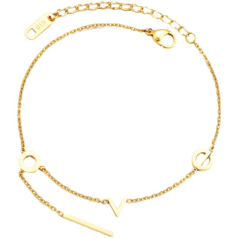 ZZZ Jewelry fashion simple love font design versatile anklet