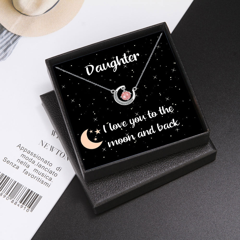 ZZZ Stylish Jewelry Exquisite Moon Diamond Design Gift Box Pendant Necklace for Daughter