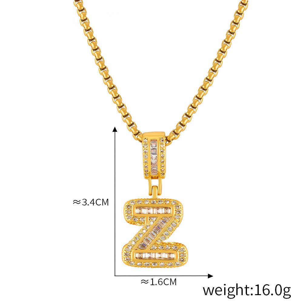 ZODIAC Aries Diamonds Are a girls best friend BirthStone 18K gold exquisite dazzling 26 letters inlaid with diamonds design versatile necklace