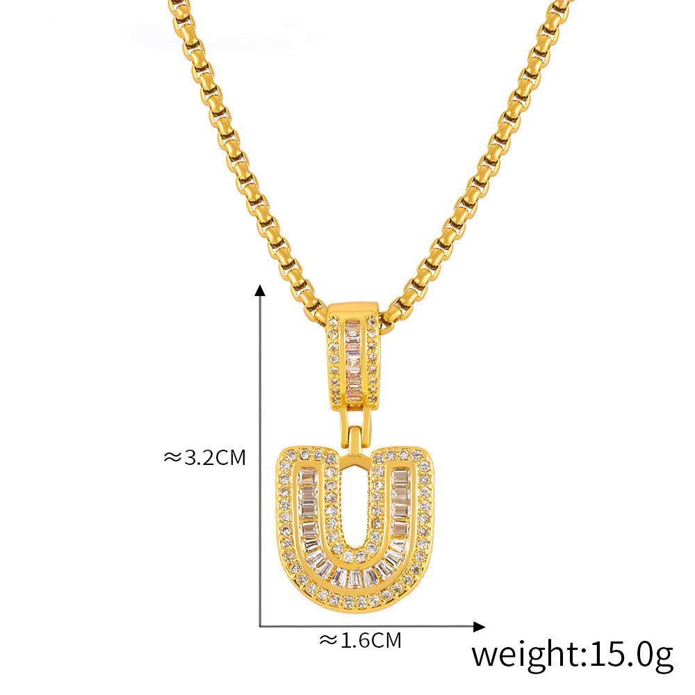 ZODIAC Aries Diamonds Are a girls best friend BirthStone 18K gold exquisite dazzling 26 letters inlaid with diamonds design versatile necklace