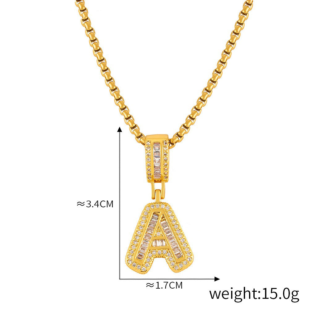 ZODIAC Aries Diamonds Are a girls best friend BirthStone 18K gold exquisite dazzling 26 letters inlaid with diamonds design versatile necklace