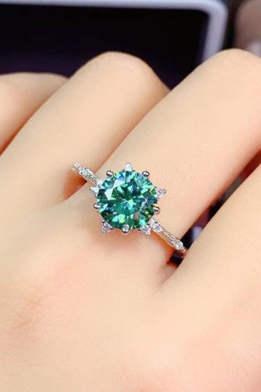 ZODIAC PISCES Birthstone 1 Carat Moissanite Platinum-Plated Ring