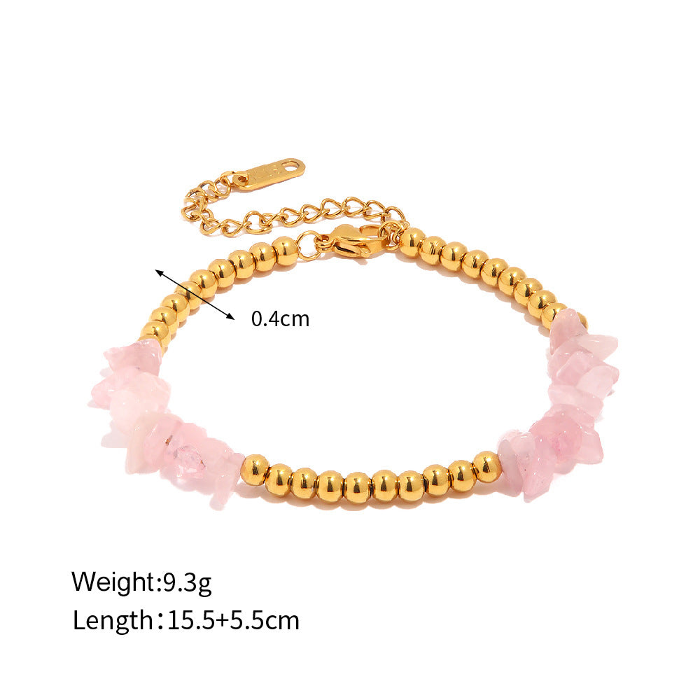 ZZZ Jewelry AquaMarine, Rose Quartz, Turqoise Gem Stone Bracelets (18K Gold)