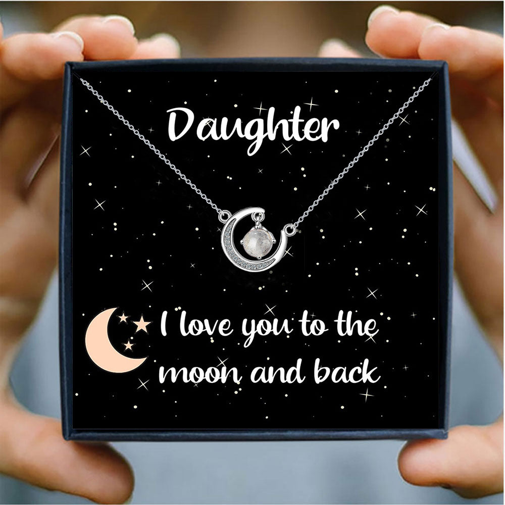 ZZZ Stylish Jewelry Exquisite Moon Diamond Design Gift Box Pendant Necklace for Daughter