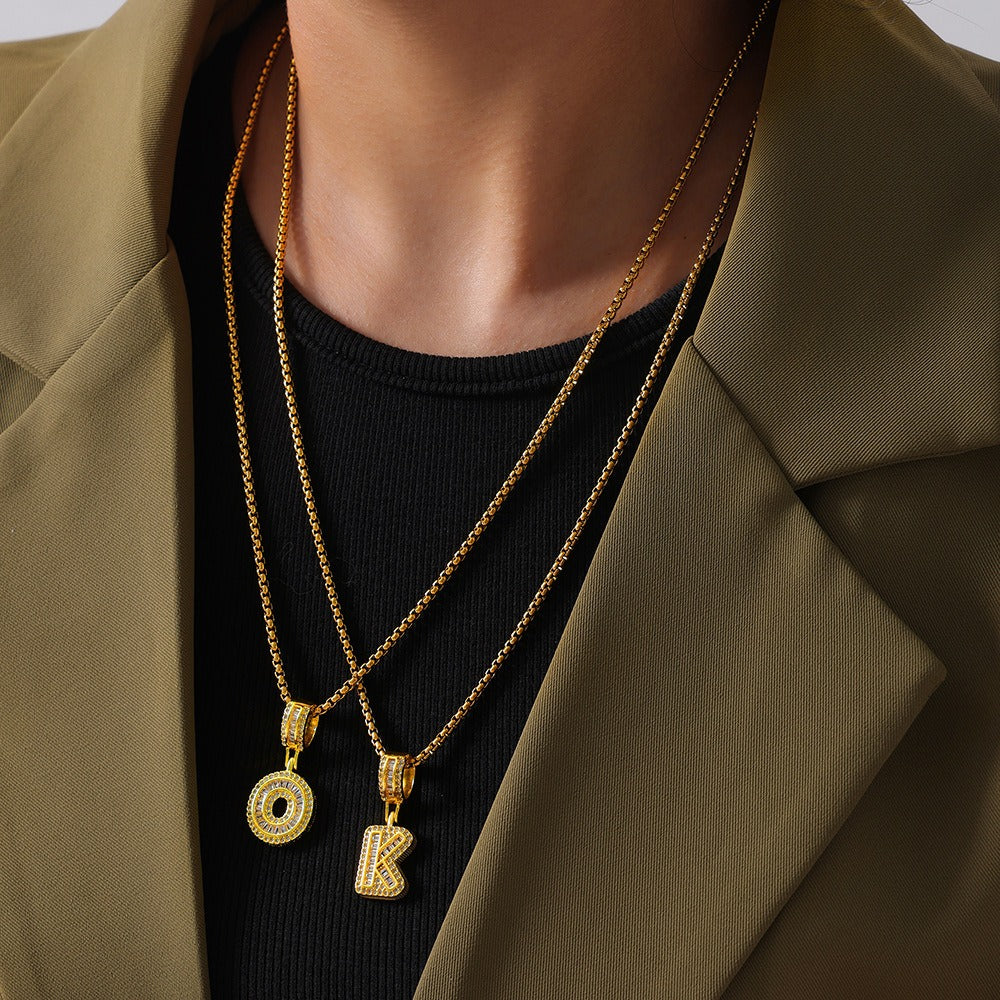 ZODIAC Aries Diamonds Are a girls best friend BirthStone 18K gold exquisite dazzling 26 letters inlaid with diamonds design versatile necklace