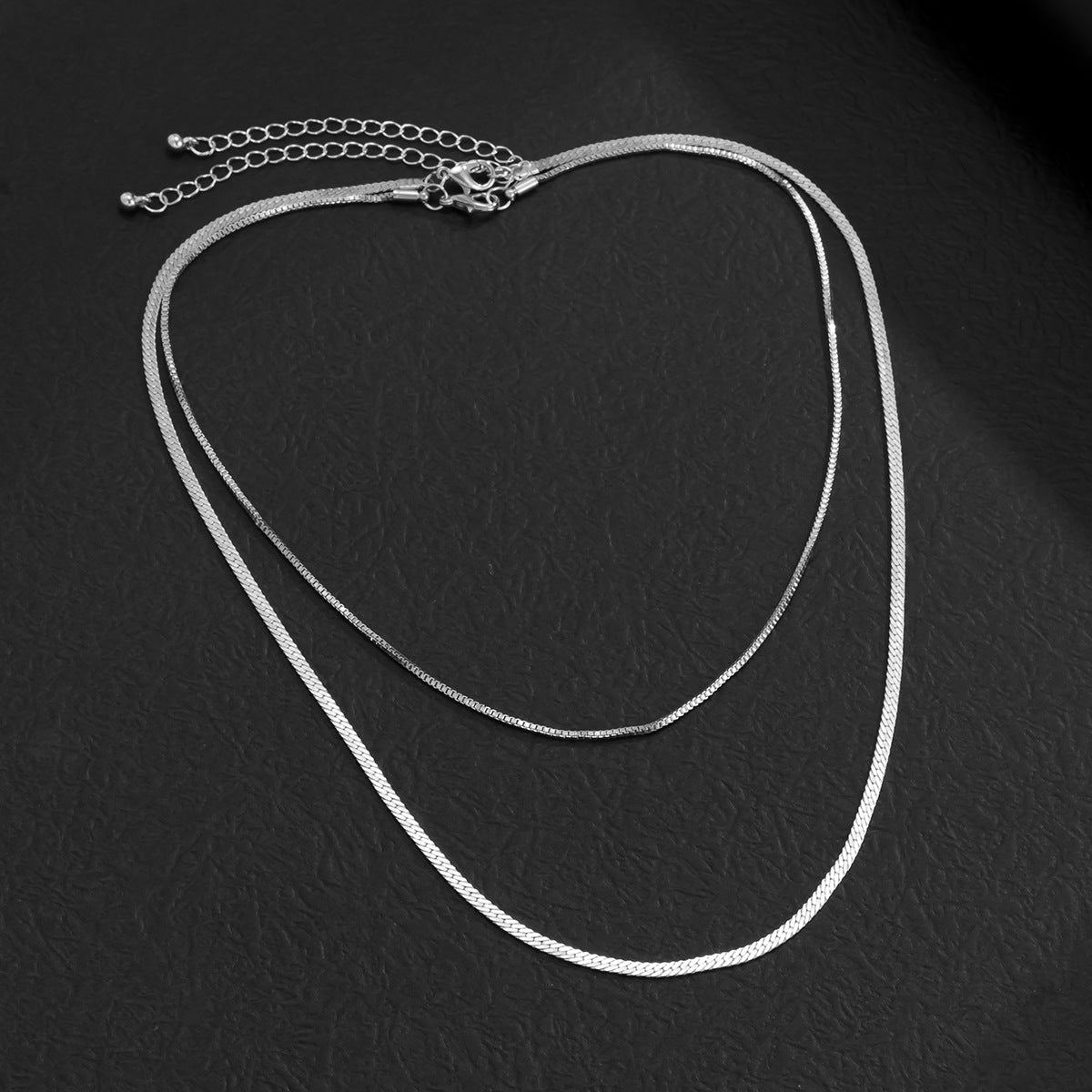 Men's Jewelry Fashionable simple double-layer flat snake chain design punk style all-match necklace