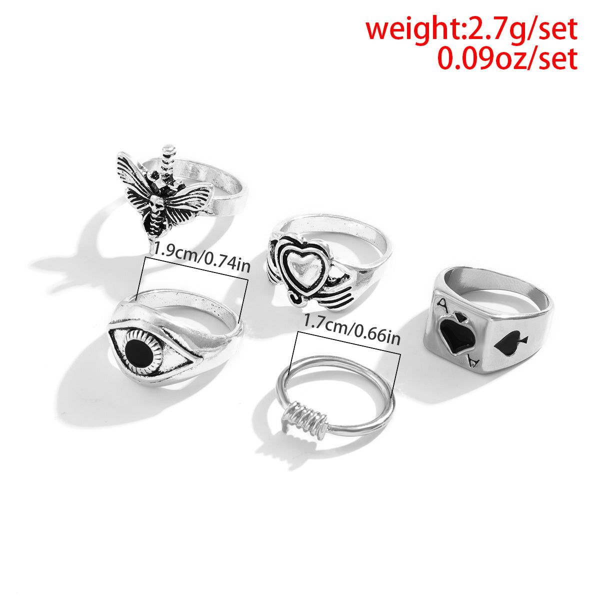 Men's Jewelry Wild Ring Ace of Spades/Heart/Glasses/Skull Design Men's