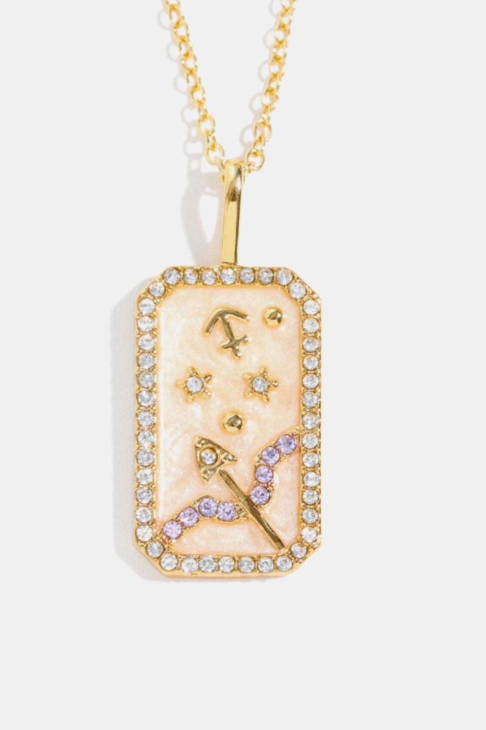 Zodiacs 12 Constellation Horoscope/Zodiac Pendant Copper Necklace Rhinestone