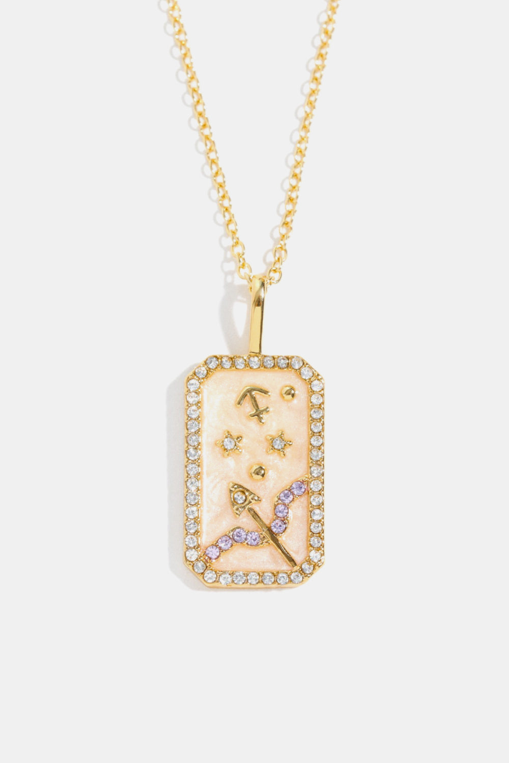 Zodiacs 12 Constellation Horoscope/Zodiac Pendant Copper Necklace Rhinestone
