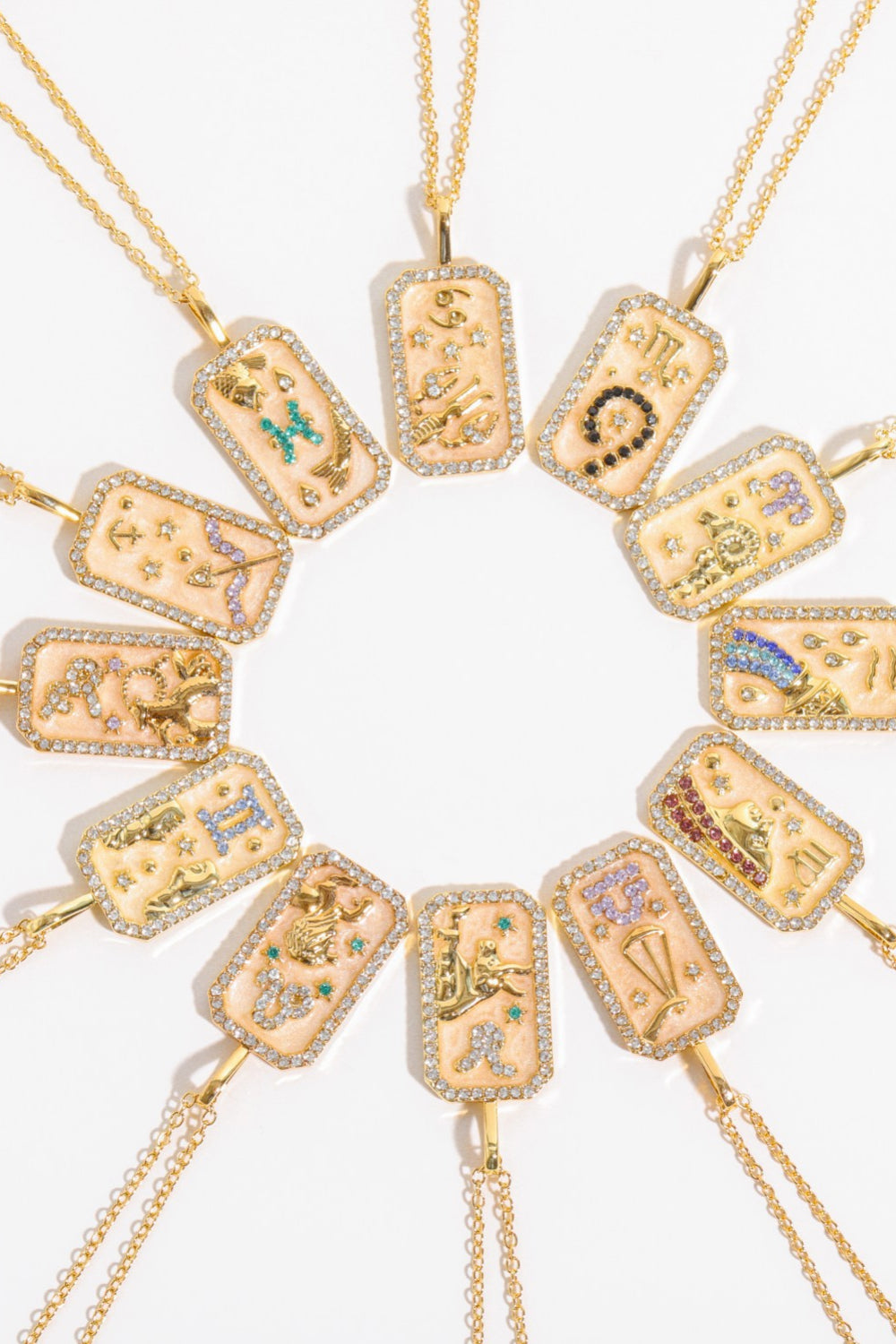 Zodiacs 12 Constellation Horoscope/Zodiac Pendant Copper Necklace Rhinestone