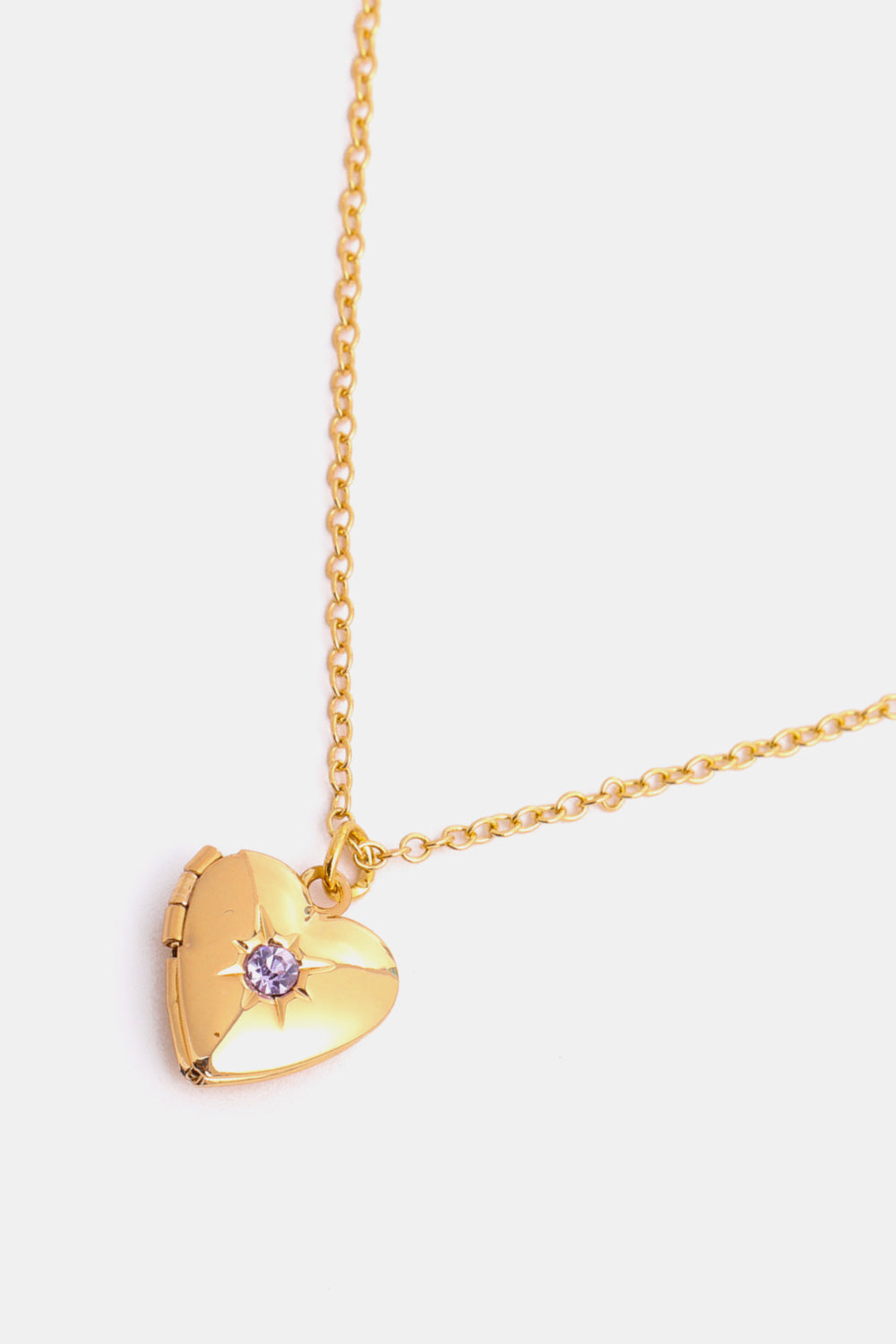 Z12 Birthstone (Pick your Month) 14 K Gold Plated Zircon Heart Shape Pendant Necklace