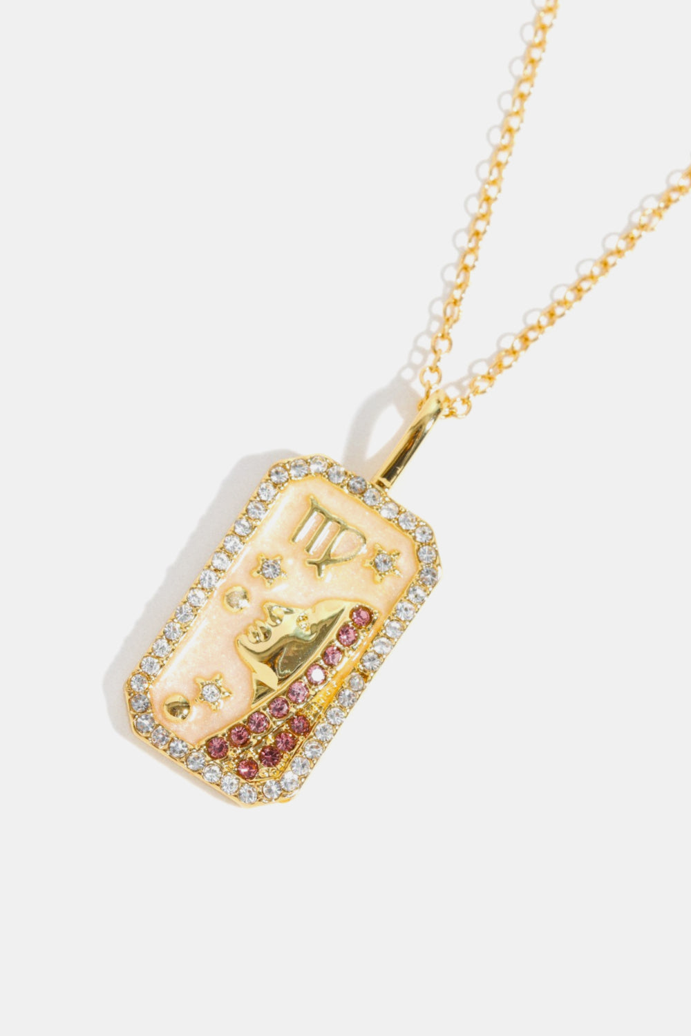 Zodiacs 12 Constellation Horoscope/Zodiac Pendant Copper Necklace Rhinestone
