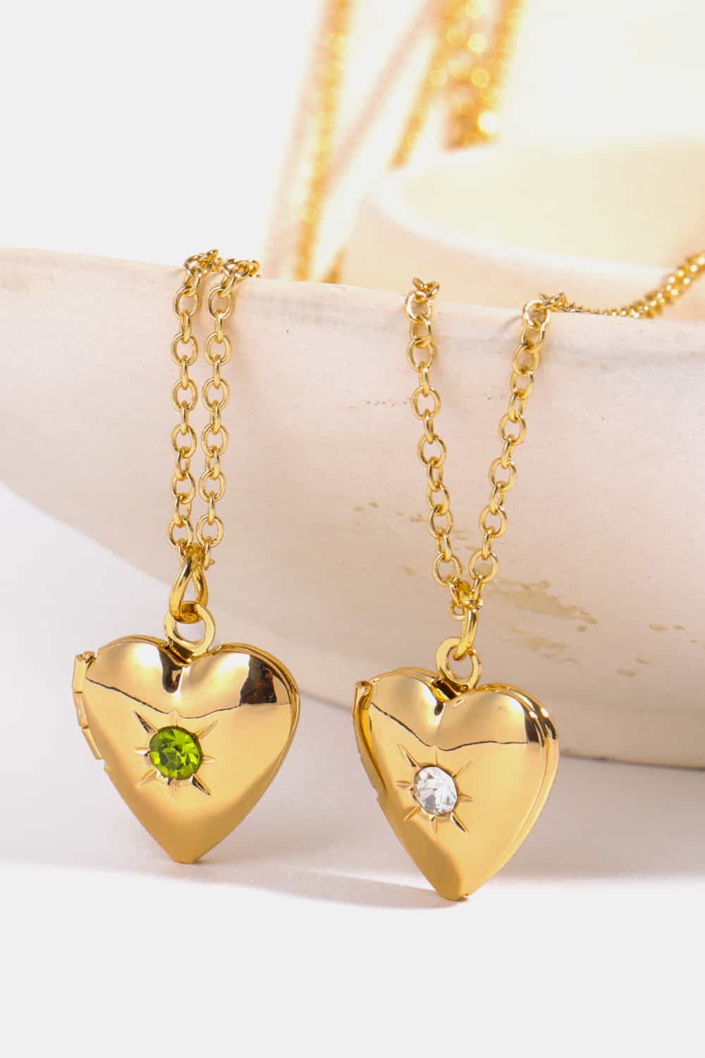 Z12 Birthstone (Pick your Month) 14 K Gold Plated Zircon Heart Shape Pendant Necklace