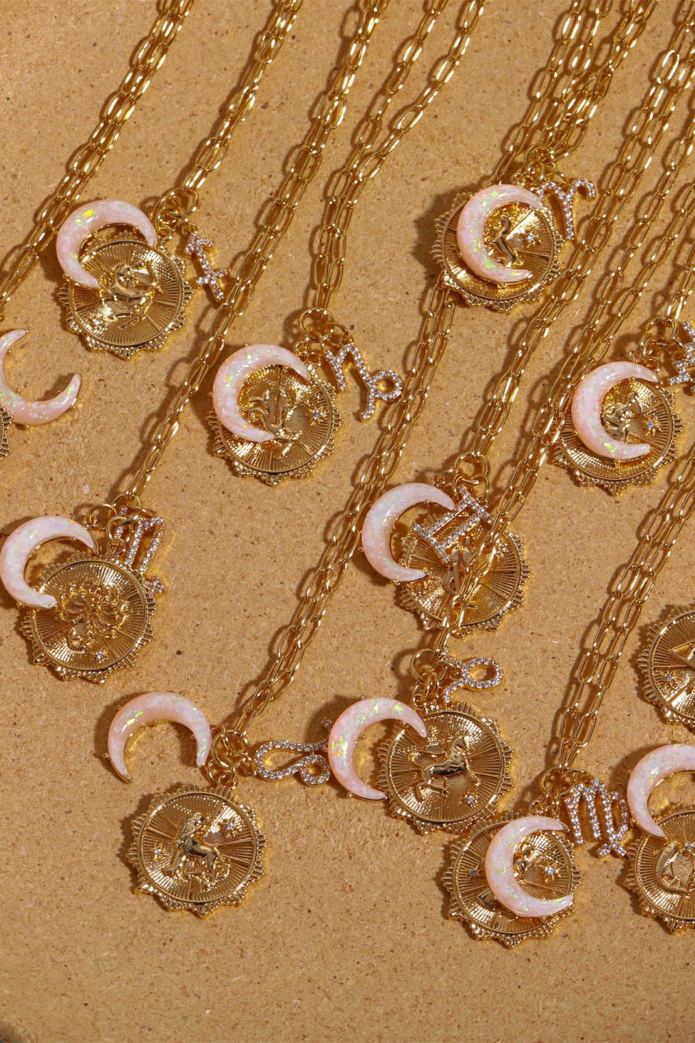 Zodiacs 12 ZODIAC SIGNS (Pick your Horoscope) Copper Necklace Constellation and Moon Pendant Copper Necklace